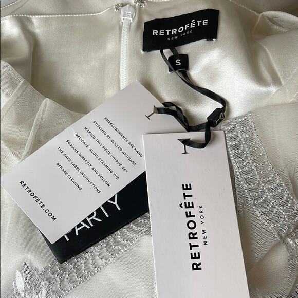 Retrofete Meridian Sheer Palm Tree Crystal Bead Embellished Maxi Dress Sz Small - Picture 15 of 16